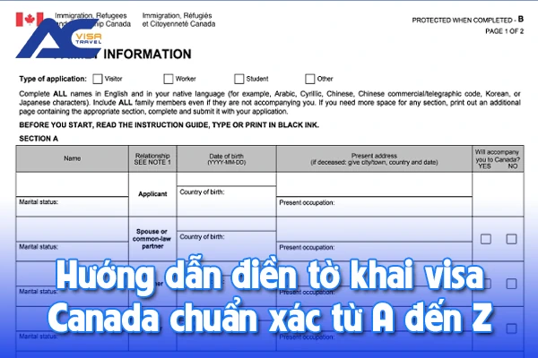 Tờ khai visa Canada