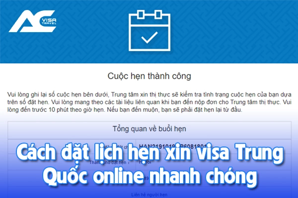 Đặt lịch hẹn visa Trung Quốc